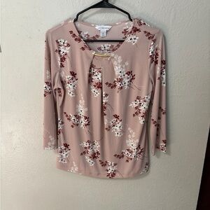 Liz Claiborne Blush Floral Blouse